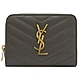 YSL Saint Laurent MONOGRAM V型車線魚子醬牛皮釦式零錢短夾(深灰) product thumbnail 1