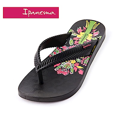 IPANEMA NATURE PRINT 花卉系列  人字拖鞋(女款)-黑底