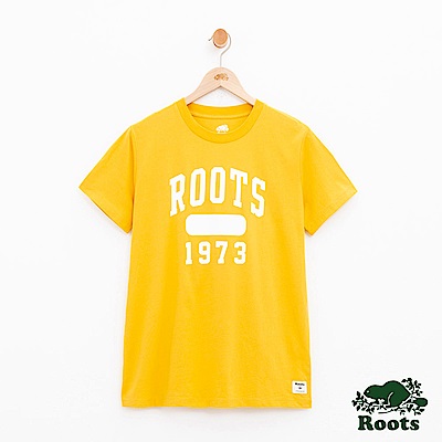 女裝-Roots 拱形LOGO短袖T恤-黃