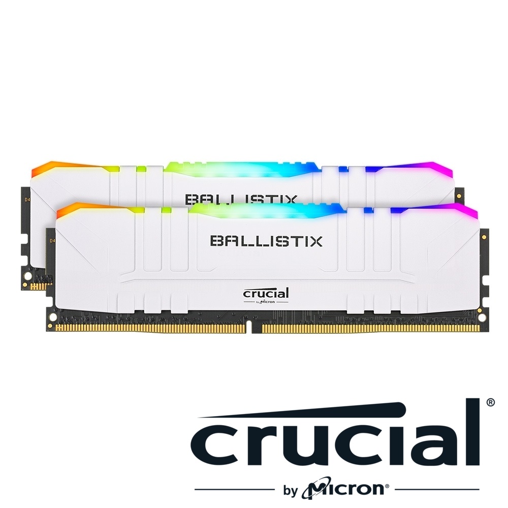 美光 Crucial Ballistix 炫光RGB D4 3600/16G(8G*2) 桌上型記憶體(白/雙通道)