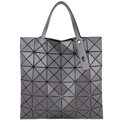 ISSEY MIYAKE 三宅一生 BAOBAO 灰色皮質三角格6x6手提包