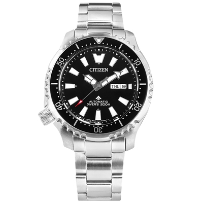 CITIZEN / PROMASTER 鋼鐵河豚 機械錶 潛水錶 防水 日期 不鏽鋼手錶-黑色/44mm