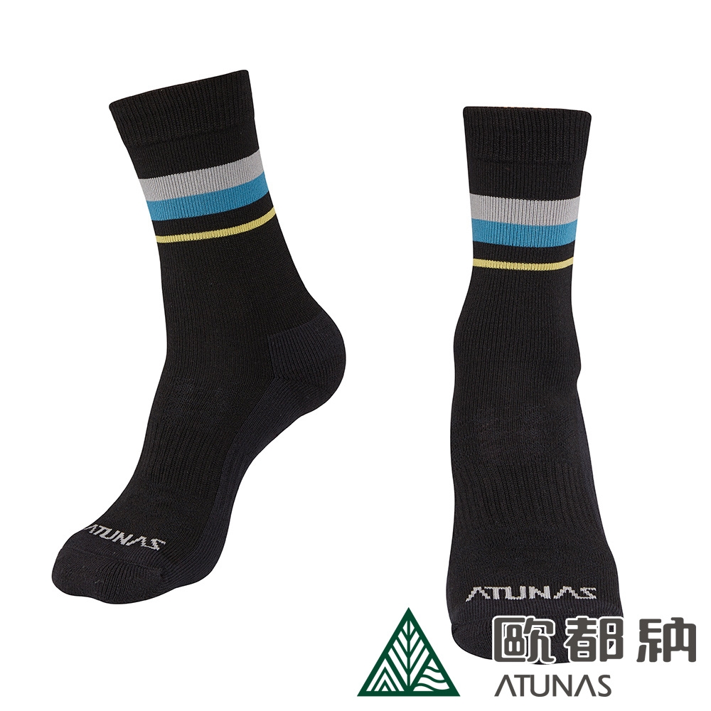 【ATUNAS 歐都納】中筒羊毛襪A1ASDD02N黑/登山運動襪/吸濕排汗/抑菌除臭/保暖舒適厚底