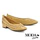 低跟鞋 MODA Luxury 氣質日常沖孔羊皮素色方圓頭低跟鞋－黃 product thumbnail 1