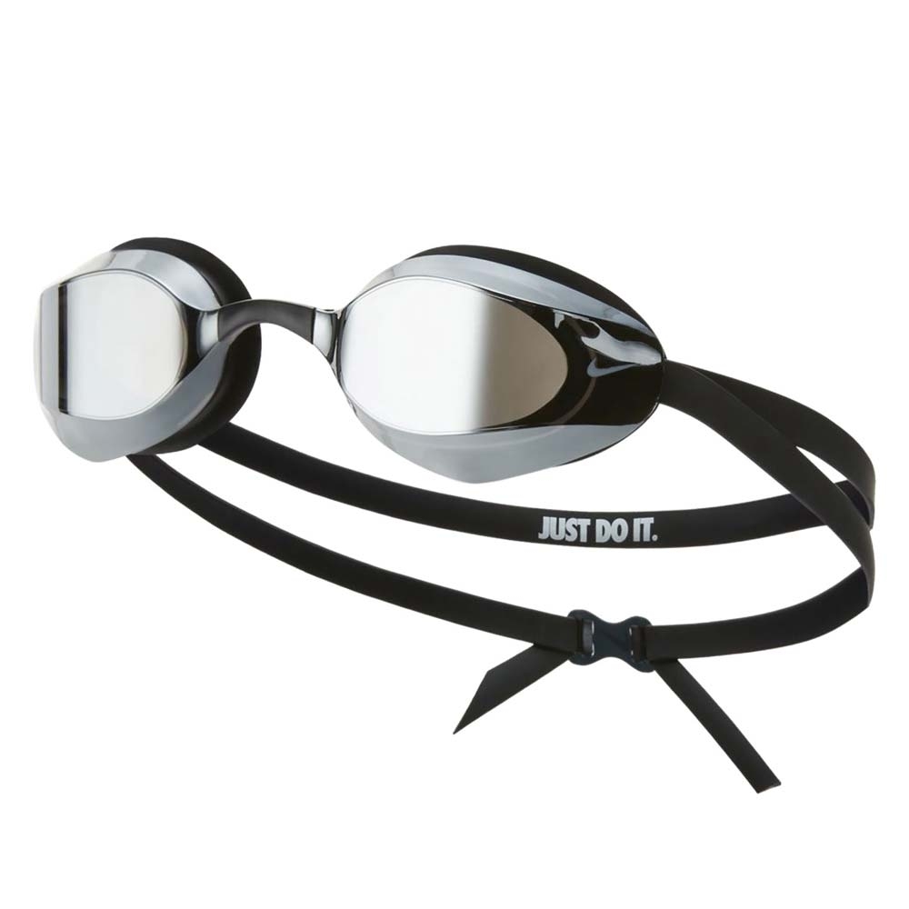 NIKE SWIM 成人專業型鏡面泳鏡-抗UV 防霧 蛙鏡 游泳 戲水 NESSA176-040 黑白