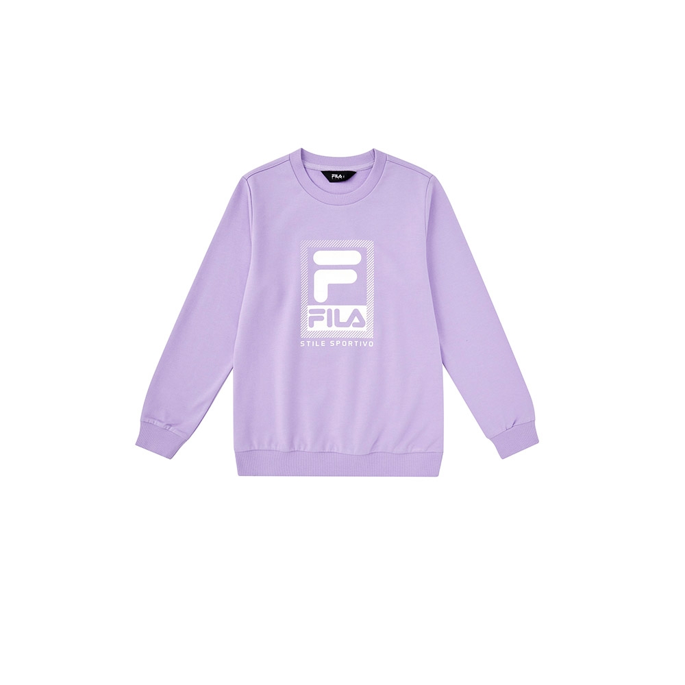 FILA KIDS 女童長袖圓領上衣-紫色 5TEX-8909-PL