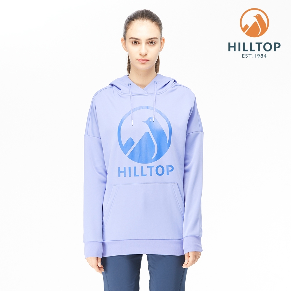 【hilltop山頂鳥】女款POLYGIENE抗菌連帽LOGO刷毛上衣H51FK2長春花紫 product image 1