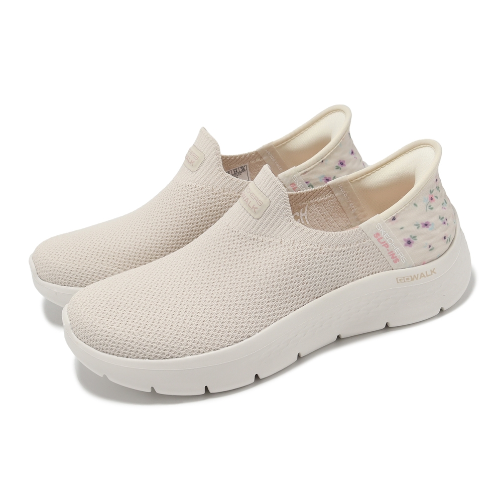 Skechers 休閒鞋 Go Walk Flex Slip-Ins 女鞋 米白 玫瑰 避震 套入式 懶人鞋 健走鞋 124822OWHT