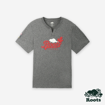 Roots 男裝- ROOTS CANADA修身短袖T恤-灰色
