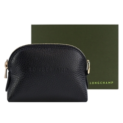 LONGCHAMP LE FOULONNÉ系列牛皮零錢包(黑)