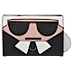 KARL LAGERFELD 經典K/KOCKTAIL系列老佛爺圖案皮革鑲嵌護照夾(黑) product thumbnail 1