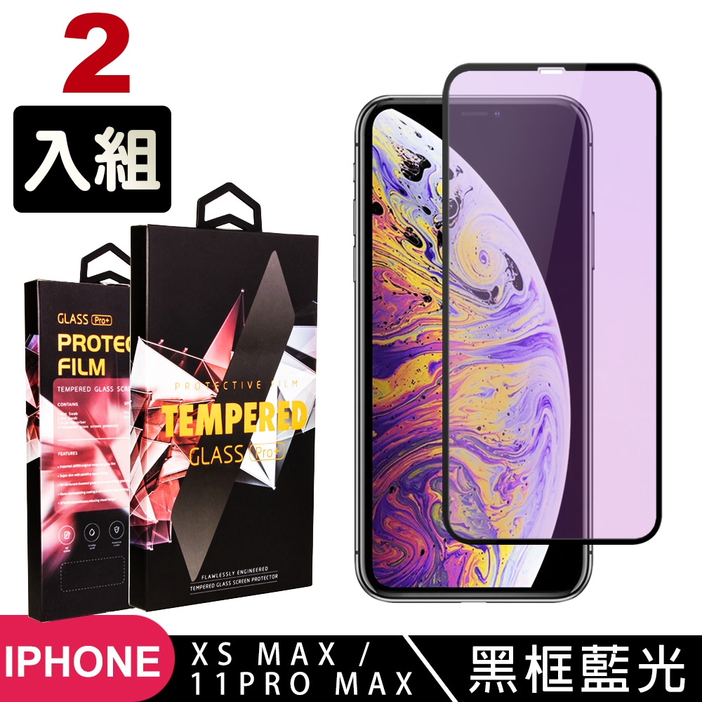 IPhone11PROMAX XSM  高品質9D玻璃鋼化膜黑邊藍光保護貼(2入-XSM保護貼11PROMAX保護貼)