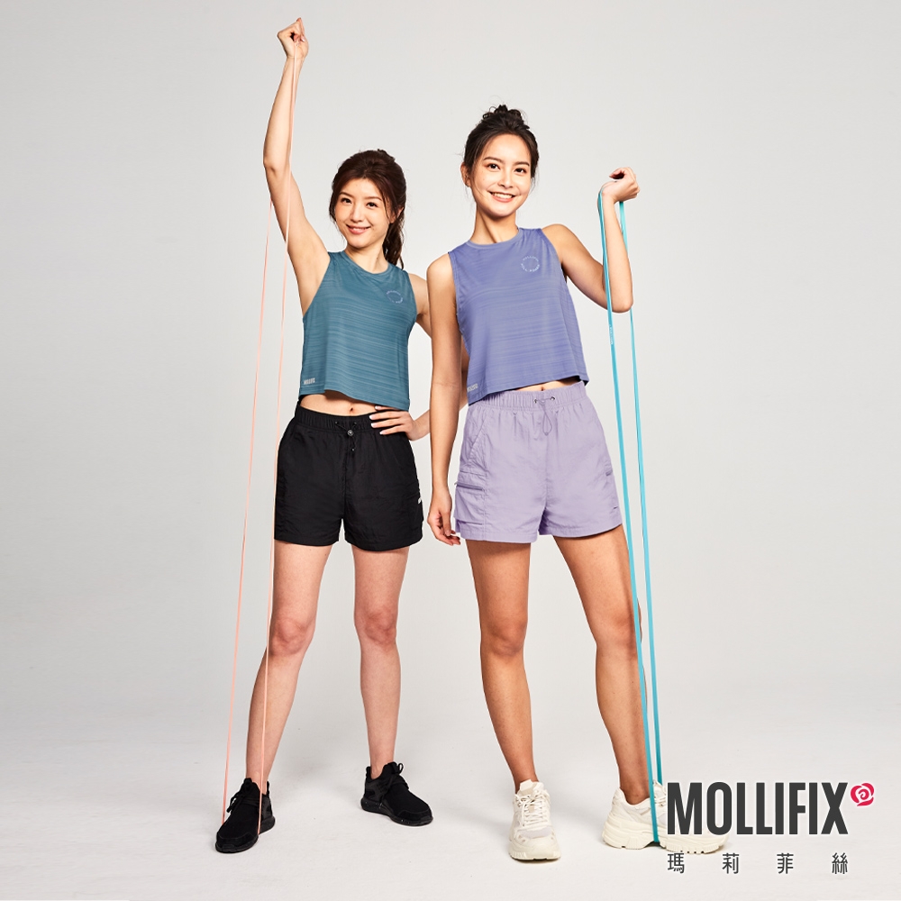 Mollifix 瑪莉菲絲 圓領挖袖排汗訓練背心 (銅綠) 暢貨出清、瑜珈服、背心、T恤