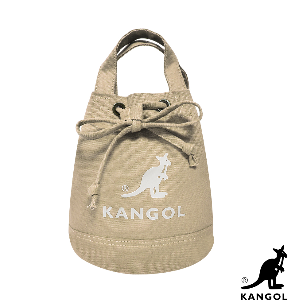 KANGOL 韓版玩色系列-帆布斜背水桶包-卡其KGC1214