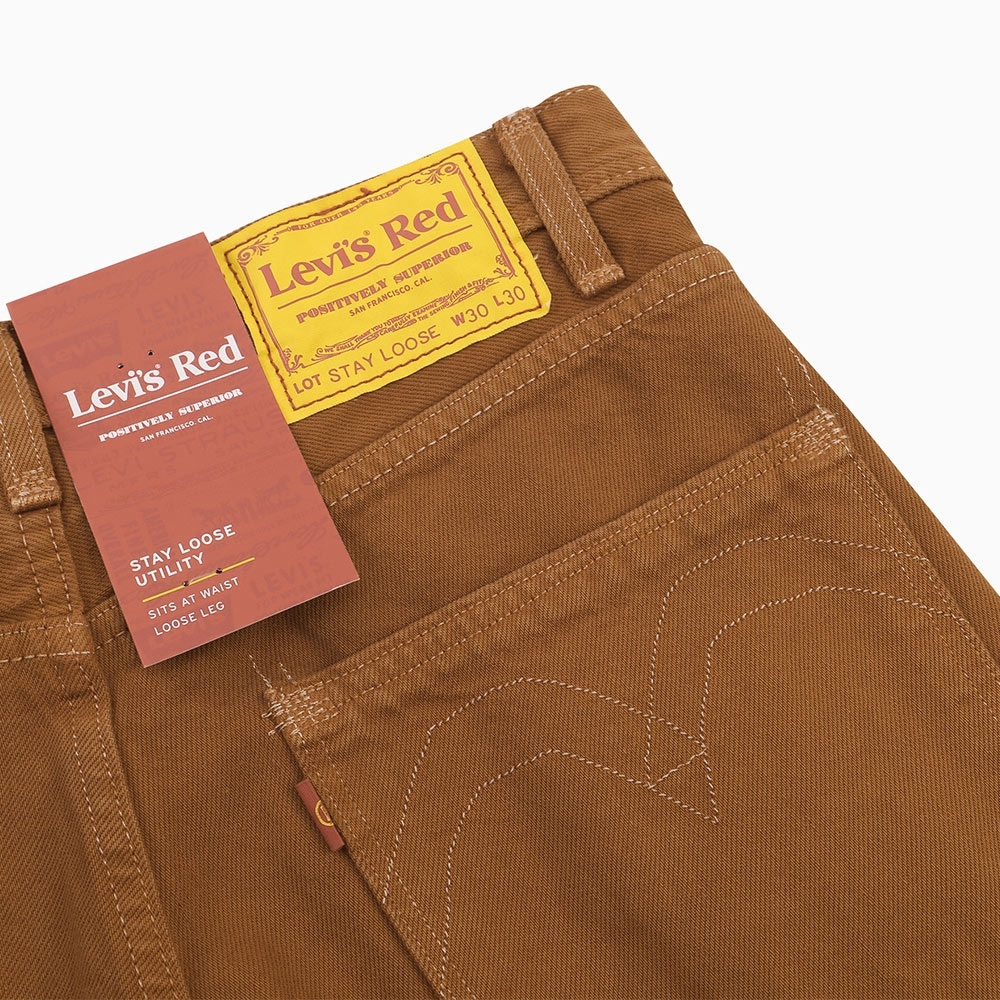 Levis Red 工裝手稿風復刻再造男款Stay loose復古寬鬆版繭型工作褲棕褐