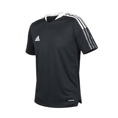 ADIDAS 男大童足球短袖T恤-亞規 慢跑 路跑 訓練 吸濕排汗 愛迪達 GM7575 黑白