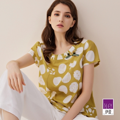 ILEY伊蕾 幾何圓點設計造型縫飾短袖上衣(黃)1222281407