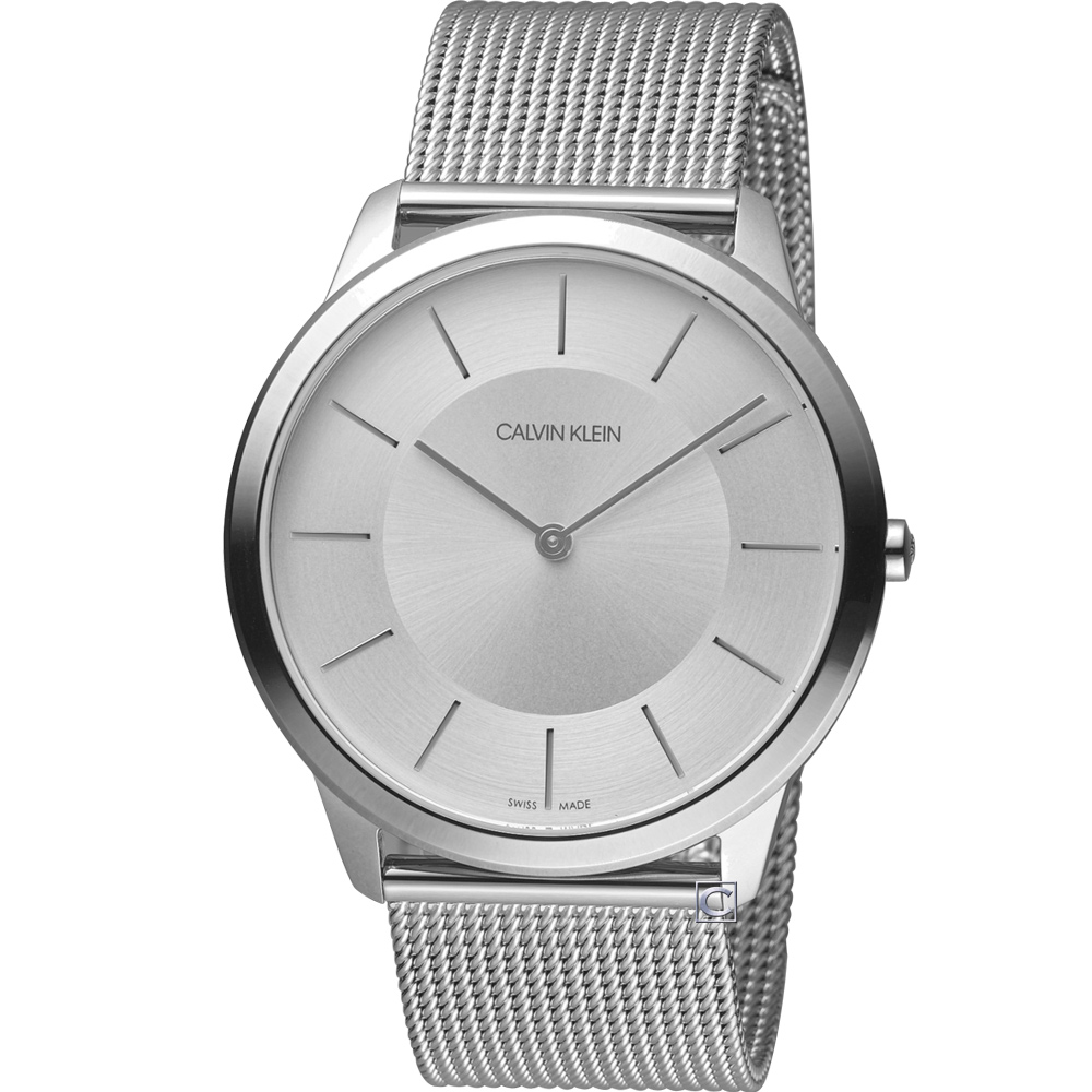 Calvin Klein Minimal 極簡米蘭帶腕錶(K3M2T126)白/43mm