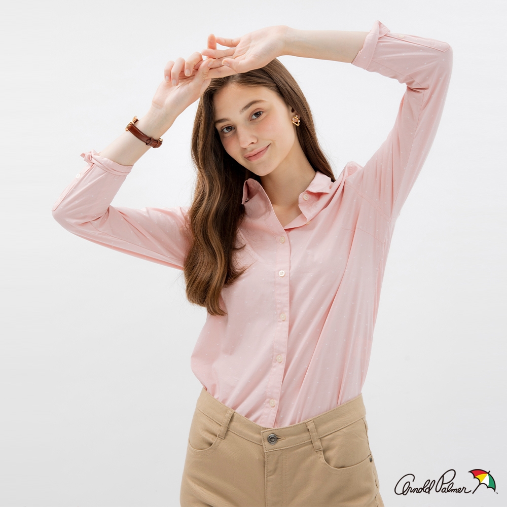 Arnold Palmer -女裝-提織圓點全開襟襯衫(粉色)
