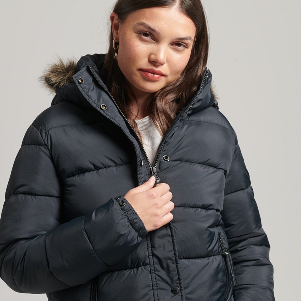 SUPERDRY 女裝 長袖 保暖外套 短版 Hooded Mid Layer 黑