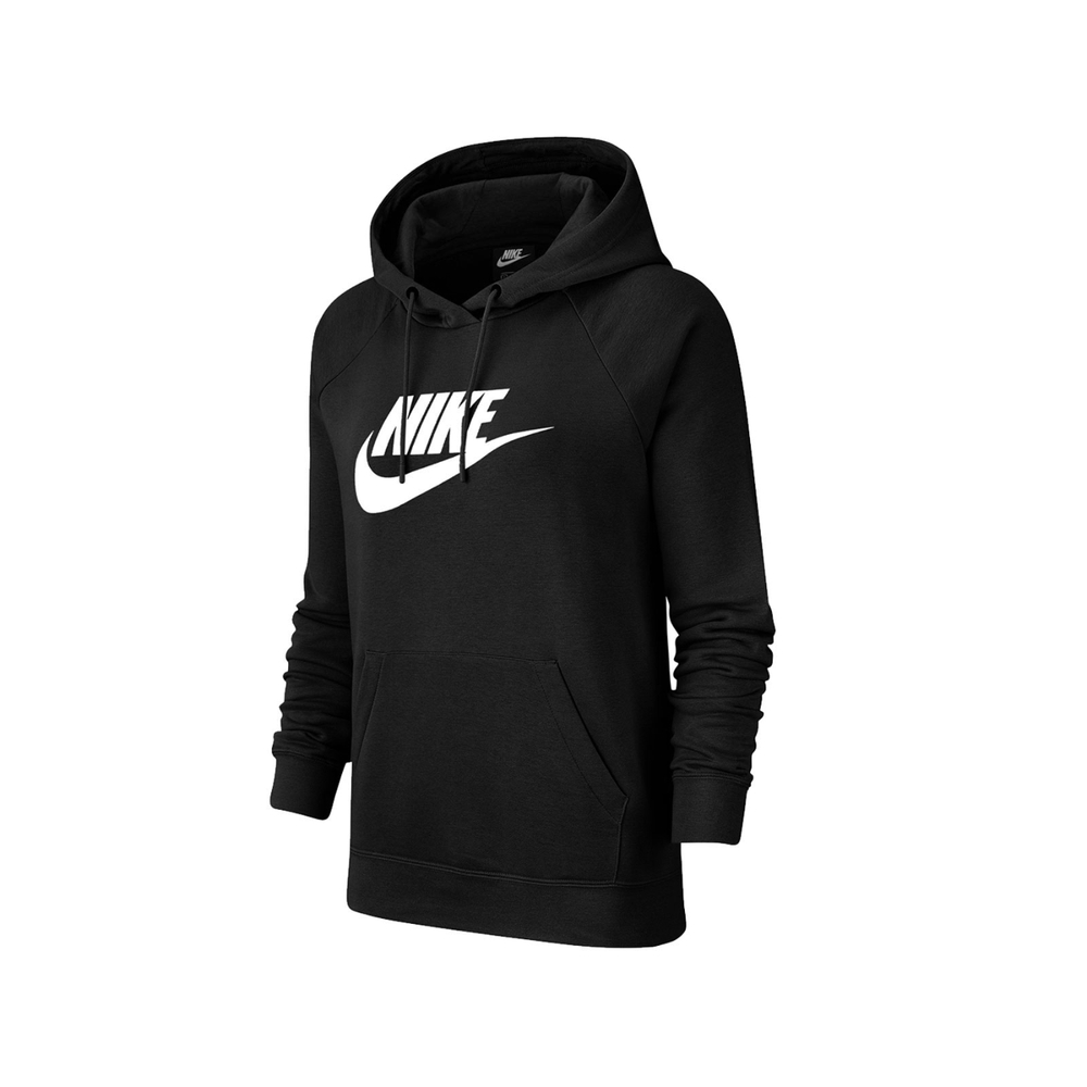 Nike 帽T Pullover Hoodie 運動休閒 女款 NSW 基本款 連帽上衣 大LOGO 棉質 黑白 BV4127-010