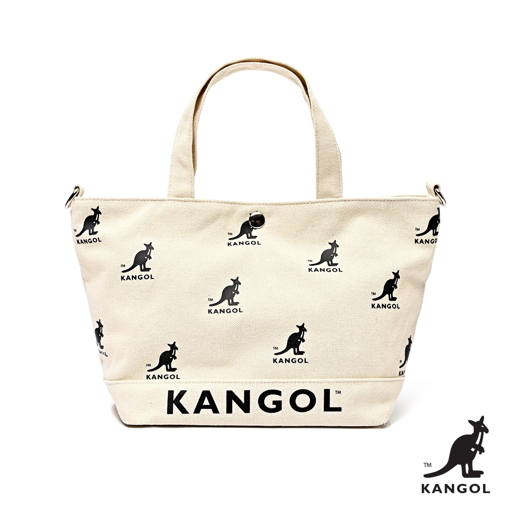 【KANGOL】英式經典-品牌LOGO托特包-白