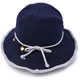 AnnaSofia 滾邊線織綁結垂小墜 軟式遮陽防曬漁夫帽盆帽(深藍系) product thumbnail 1