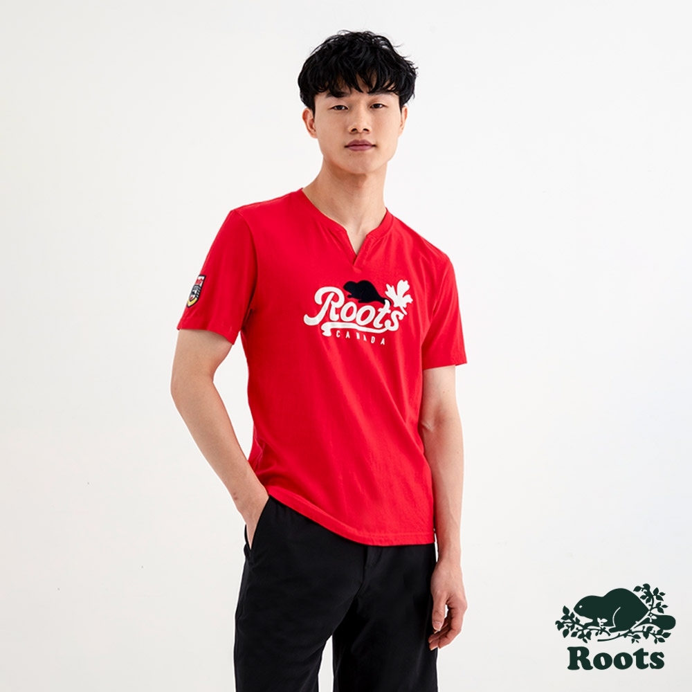 Roots 男裝- ROOTS CANADA修身短袖T恤-紅色