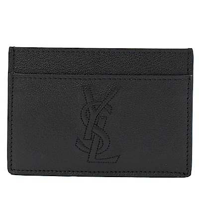 YSL Saint Laurent 車線LOGO小牛皮卡片夾(黑)