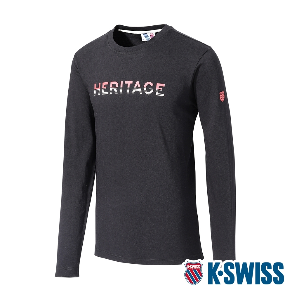 K-SWISS Heritage Stripe Tee印花長袖上衣-女-黑