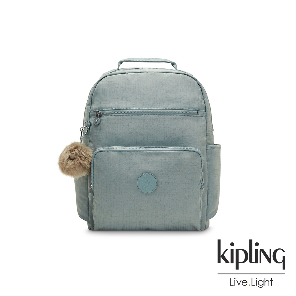 Kipling 質感鼠尾綠線條壓紋大容量媽媽包-SO BABY