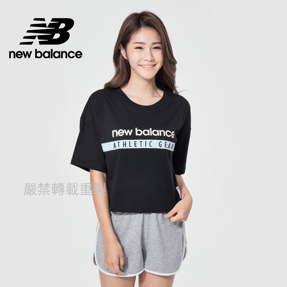 【New Balance】品牌短版短袖T_女性_黑色_AWT11508BK