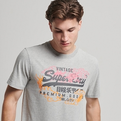 SUPERDRY 男裝 短袖T恤 Japanese Graphic Logo 淺灰