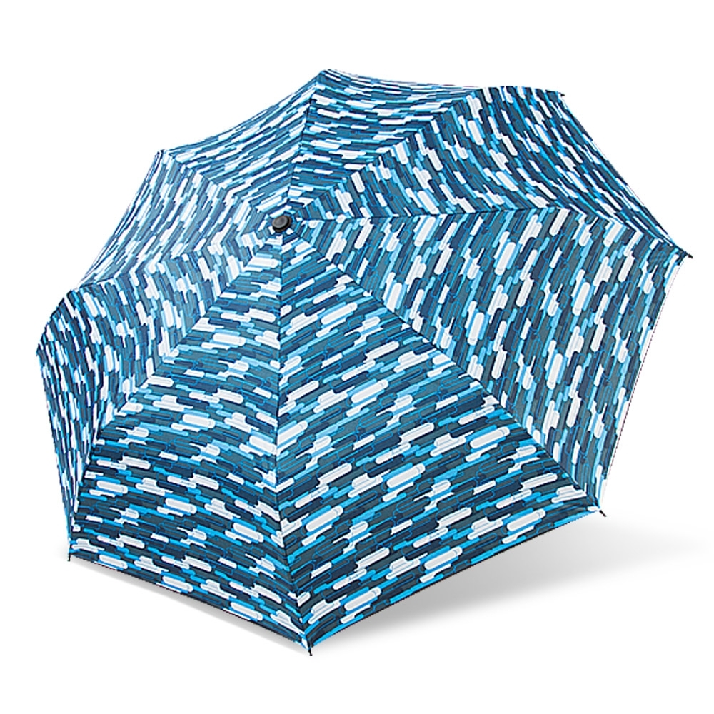 【雙龍牌】降溫涼感小無敵三折傘雨傘黑膠傘B6313-海藍線圈