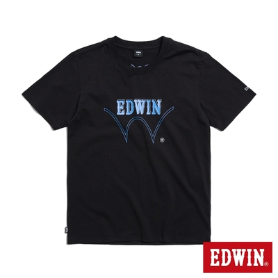 EDWIN W框線LOGO短袖T恤-男-黑色