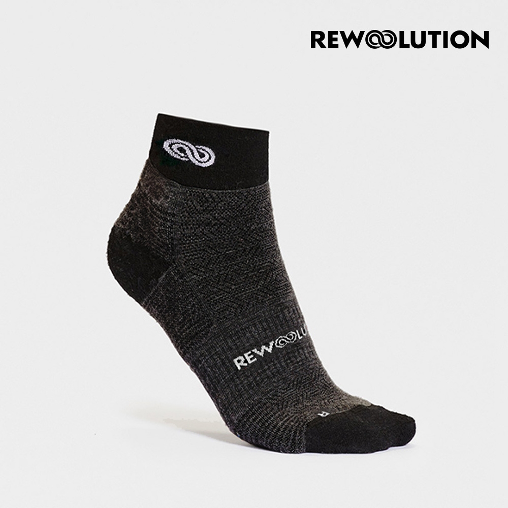 【Rewoolution】RUN 輕量避震羊毛短襪[碳灰] 羊毛襪 抗菌 除臭 義大利品牌 登山必備 吸濕排汗 REDB1NAB01