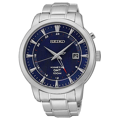 SEIKO 成長紳藍人動電能KINETIC男錶 (SUN031P1)-藍x43.5mm