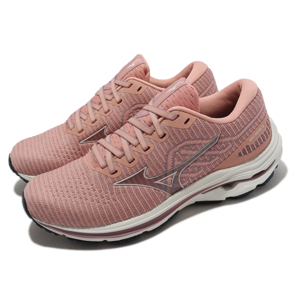 Mizuno 慢跑鞋 Wave Inspire 18 Waveknit 女鞋 超寬楦 粉紅 白 運動鞋 美津濃 J1GD2229-14