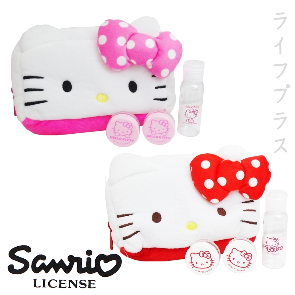 HELLO KITTY/雙子星絨毛化妝包旅行組-2入