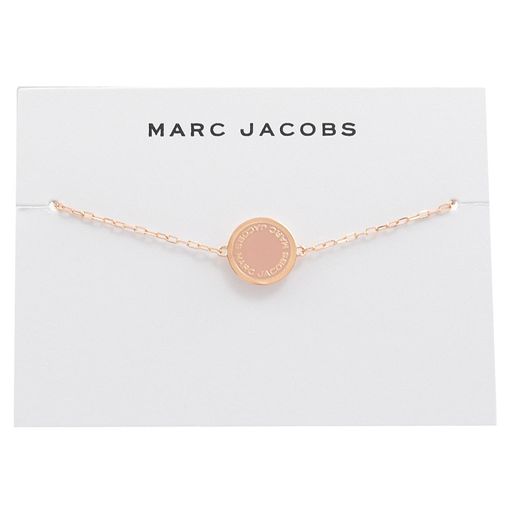 MARC JACOBS Logo圓牌細鍊手鍊(玫瑰金/粉)