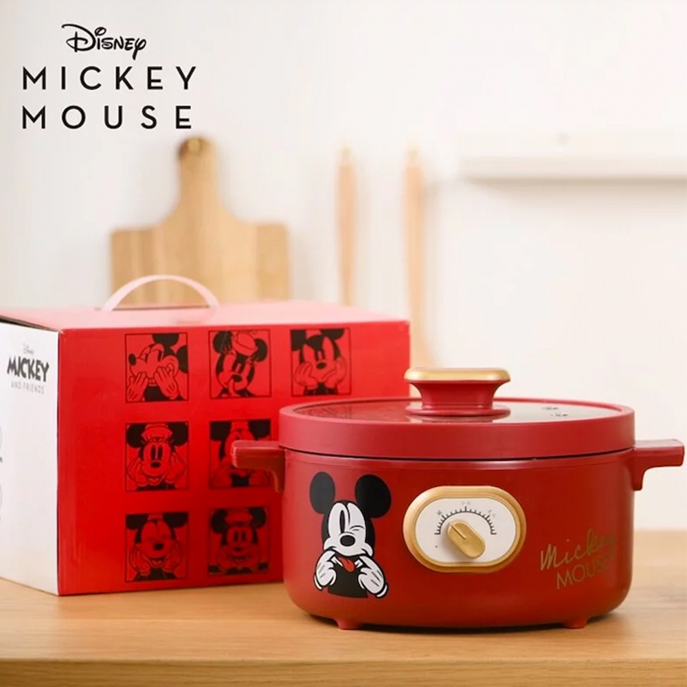 【Disney迪士尼】米奇米妮 多功能鍋兩款任選(MM-CD2101-宴紅 MM-CD2101-艾綠)