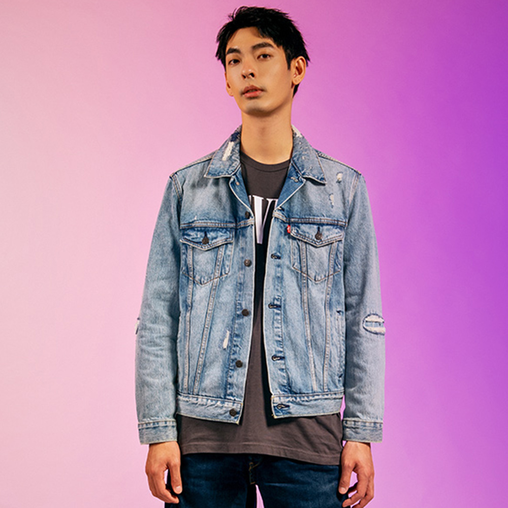 Levis 男款 牛仔外套 Type3經典修身版型 破壞縫補細節