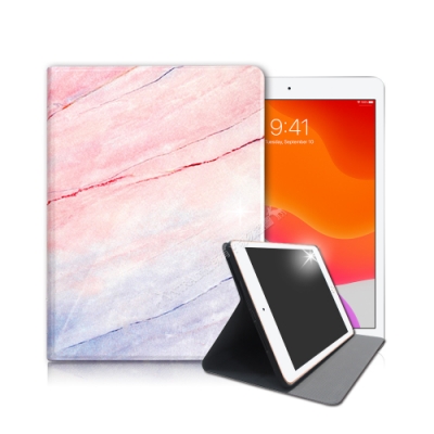 VXTRA 2019 iPad 10.2吋 大理石紋糖絲質感平板皮套 立架保護殼