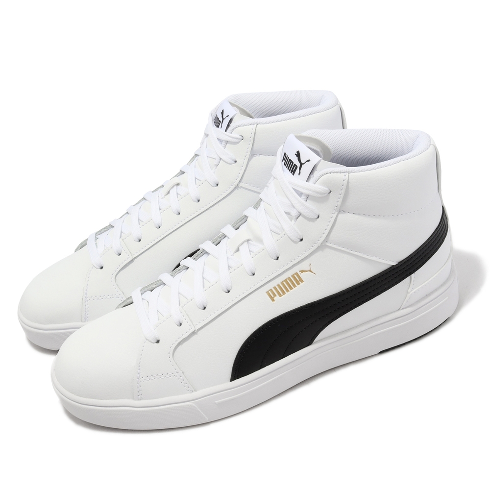 Puma 休閒鞋 Serve Pro Lite Mid 男鞋 白 黑 高筒 皮革 金標 基本款 38209501