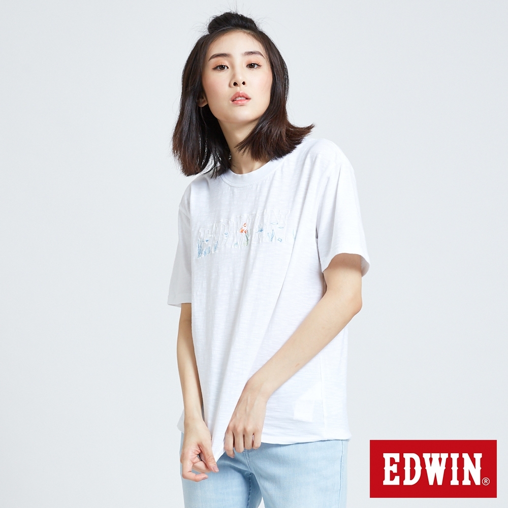 EDWIN 海底世界LOGO 短袖T恤-女-白色