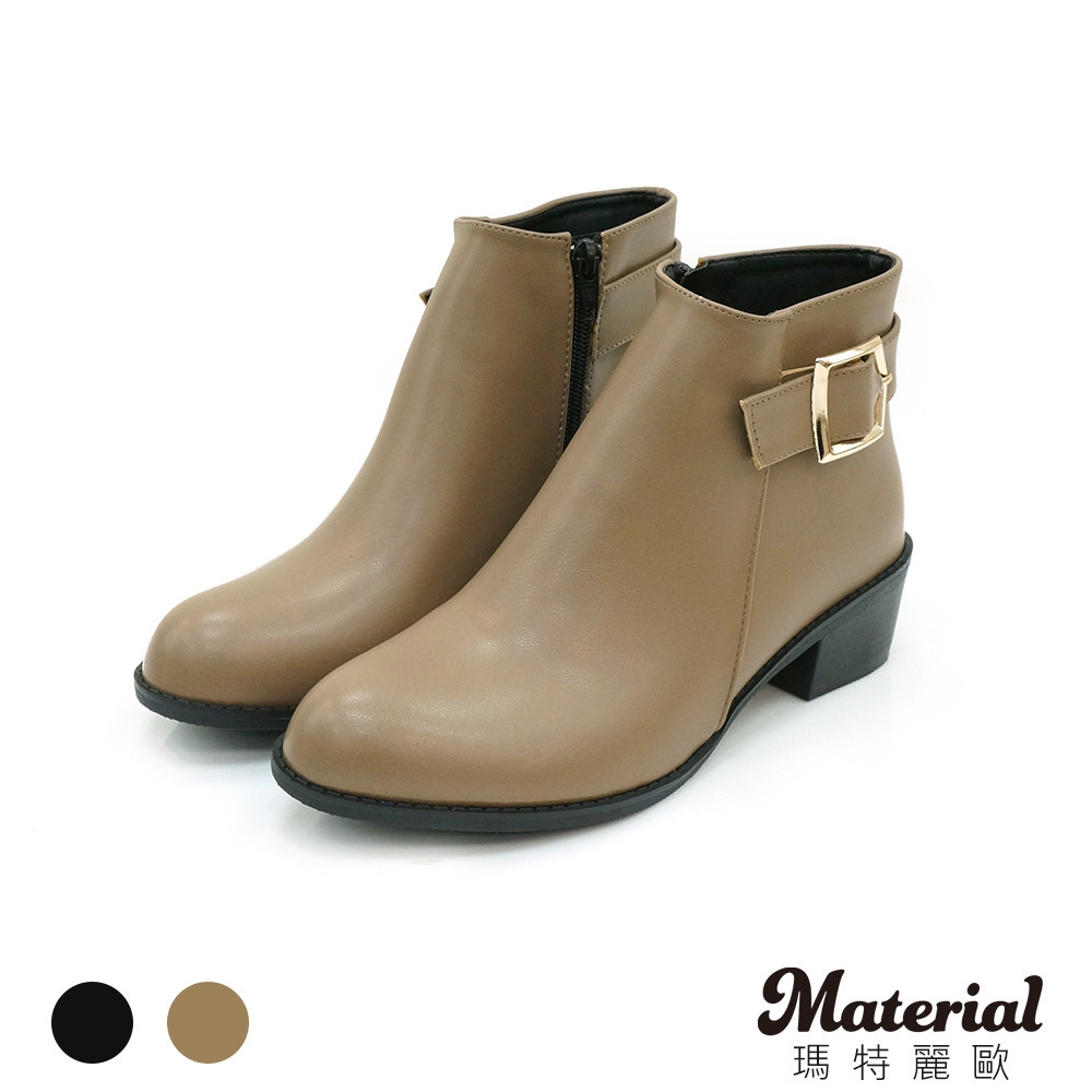 Material瑪特麗歐【全尺碼23-27】女鞋 靴子 MIT時髦方釦拉鍊短靴 T7831