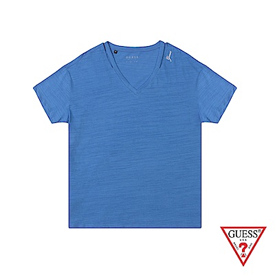 GUESS-女裝-不規則領口素面短T,T恤-藍原價1790網購985元，YAHOO!奇摩購物中心商品編號: