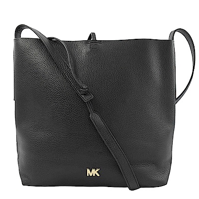 MICHAEL KORS Junie簡約剪裁荔枝牛皮斜背包(黑)