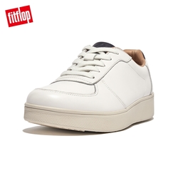 【FitFlop】RALLY LEATHER PANEL SNEAKERS撞色拼接繫帶休閒鞋-女(黑色)