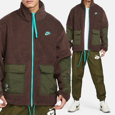 Nike Nike AS M NSW Sherpa FZ Outdoor JKT 男款 咖啡綠色 運動 休閒 外套 FV4022-237